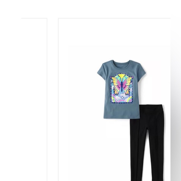 NWT: Girls Rainbow Butterfly Graphic Tee- Lake Blue - Picture 3 of 5